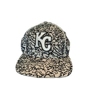 Kansas City Royals New Era 59FIFTY Size 8 Fitted Wool Cap Gray Black Vel…